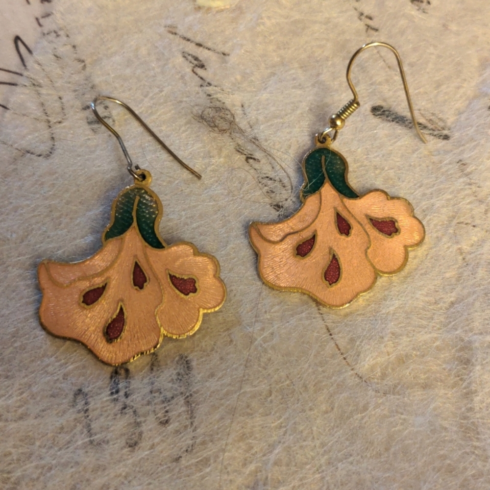 Vtg Enameled Boho Cloisonne Earrings